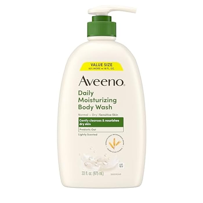 Aveeno Daily Moisturizing Body Wash for Women and Men for Dry & Sensitive Skin, Paraben, Soap & Dye-Free, Gentle Shower Cleanser, Dermatologist Recommended Brand, Lightly Scented, 33 Fl Oz - Image 3